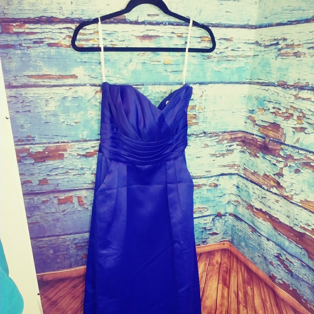 B2 strapless formal evening gown royal blue